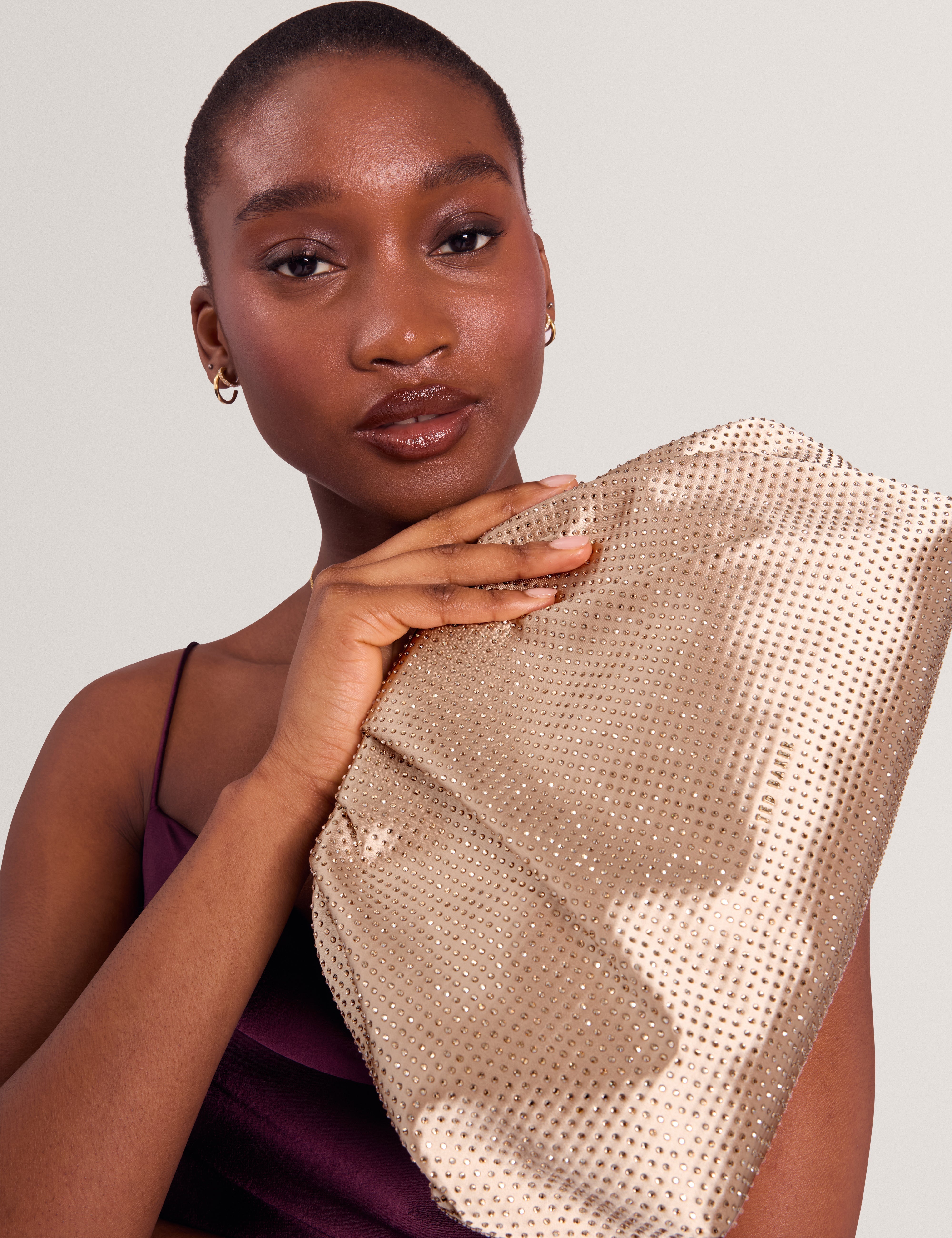 Anssa Hot Fix Large Clutch Nude