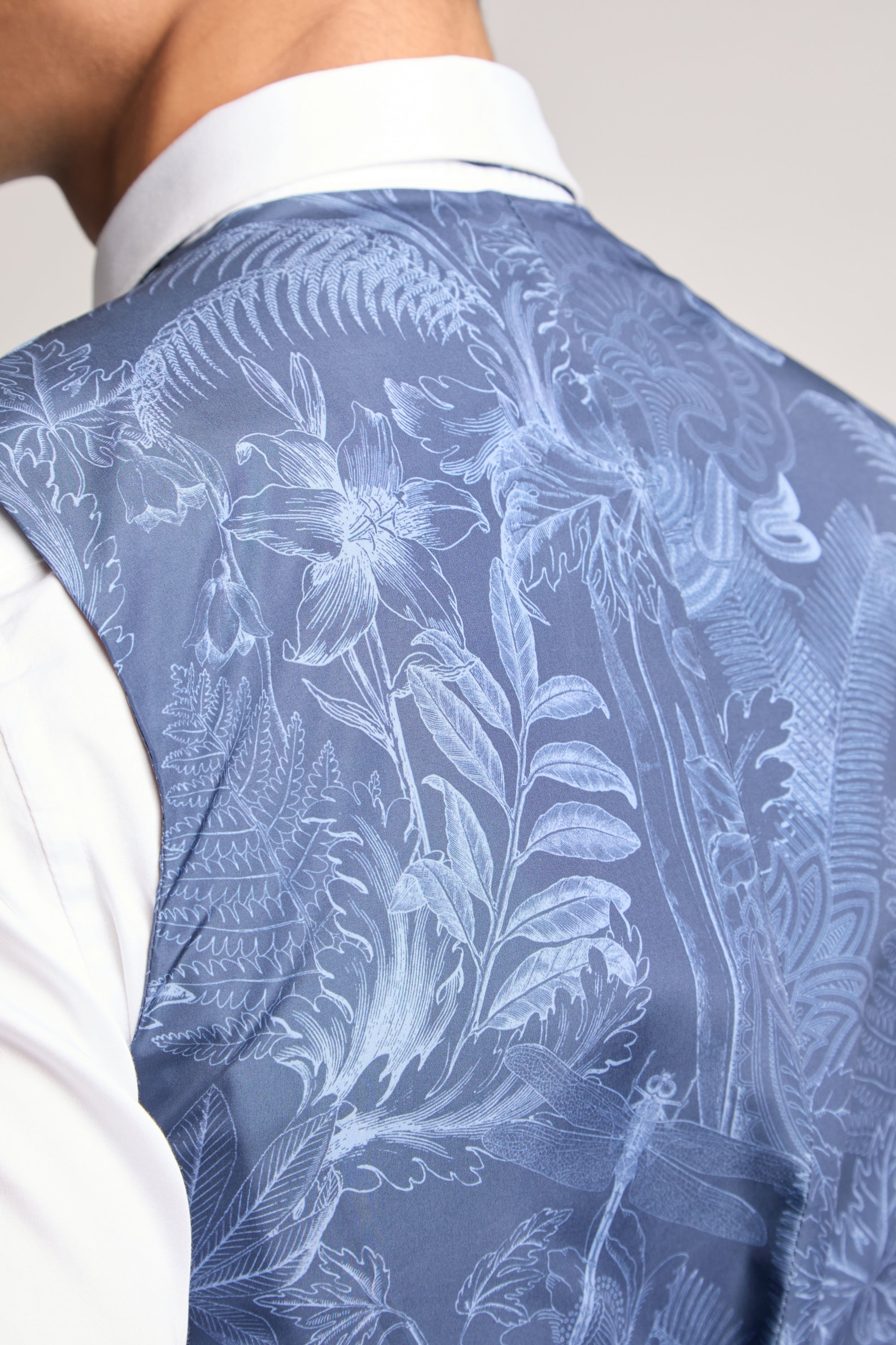 Airforce Blue Sharkskin Waistcoat Blue