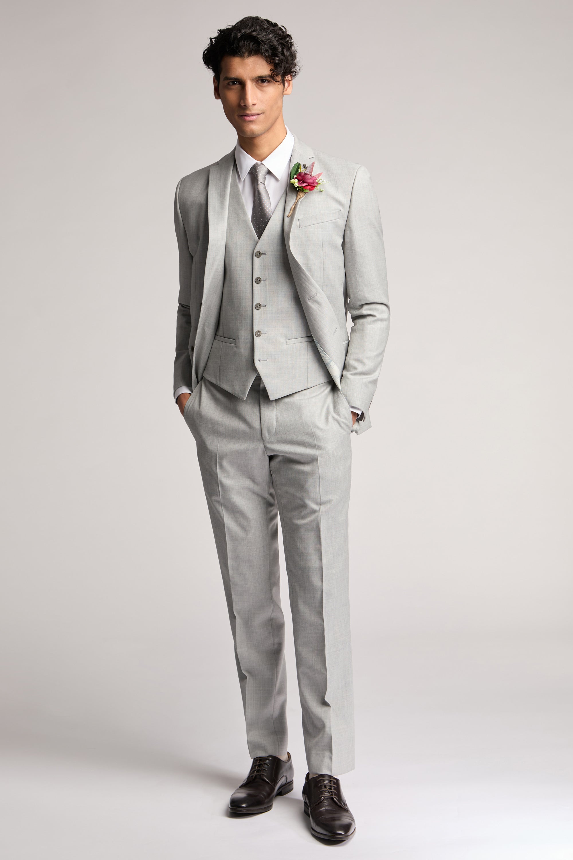 Light Grey Sharkskin Jacket Lt-Grey
