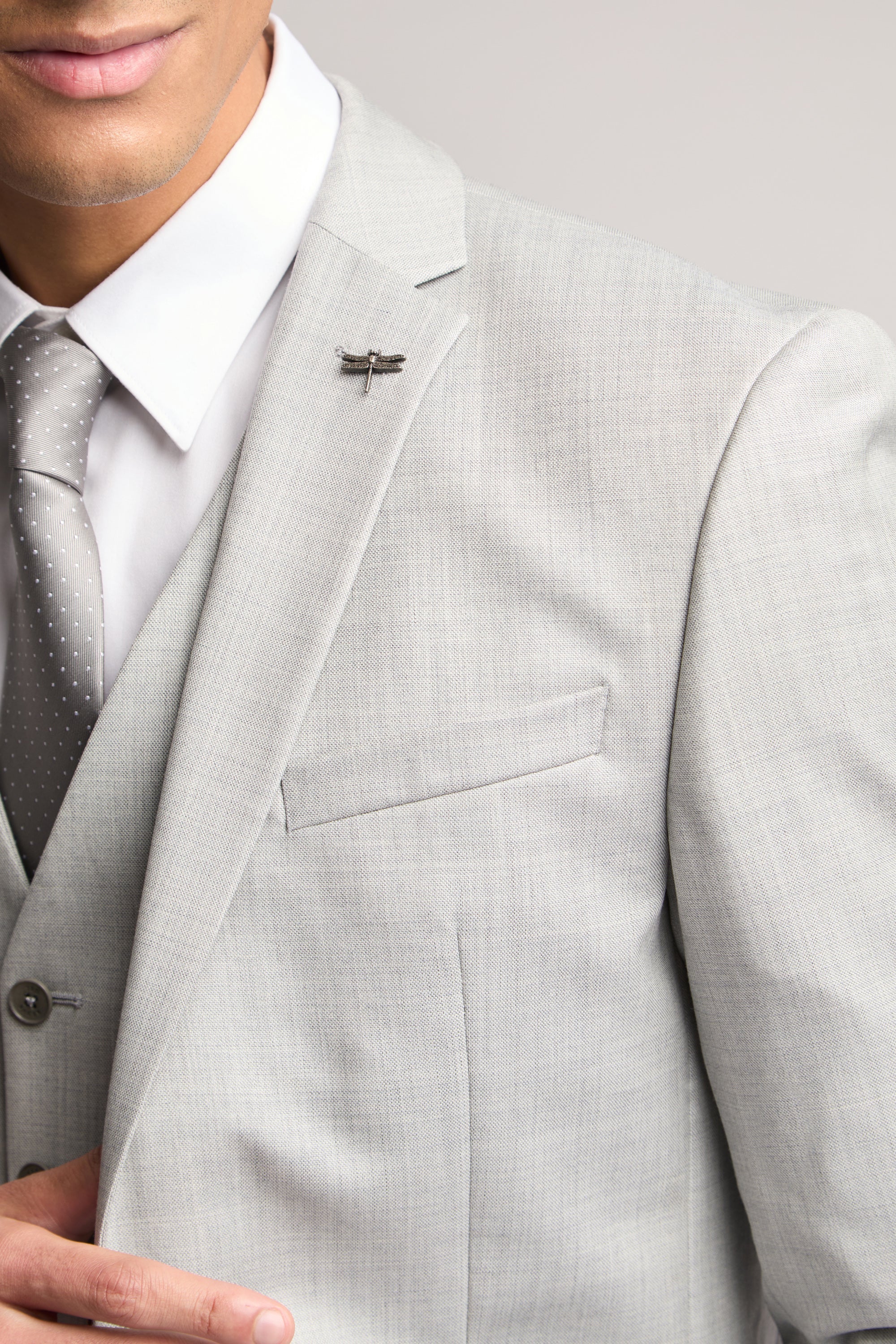Light Grey Sharkskin Jacket Lt-Grey