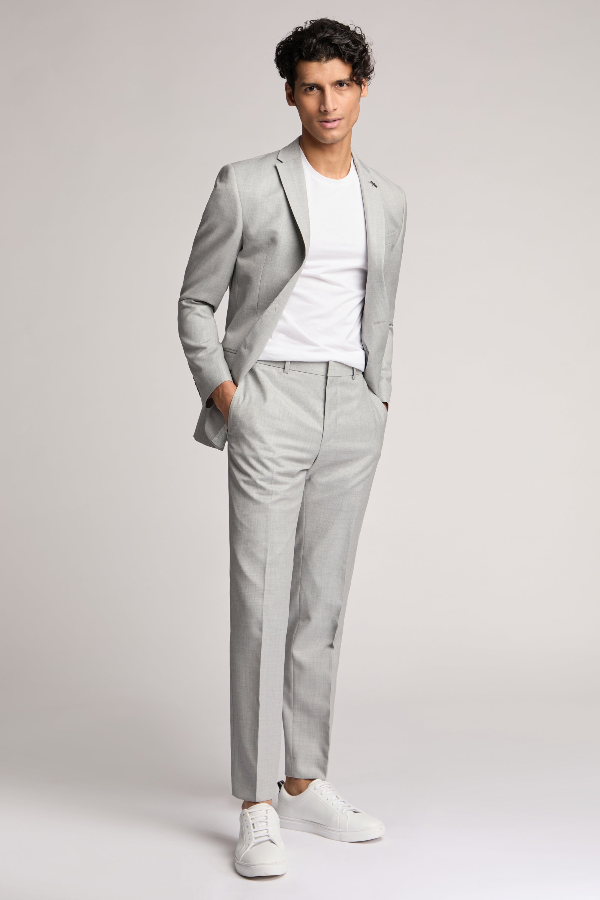 Light Grey Sharkskin Jacket Lt-Grey