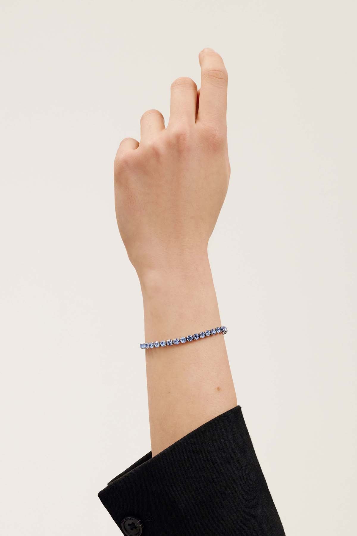 Melrah Crystal Adjustable Tennis Bracelet Lt-Blue