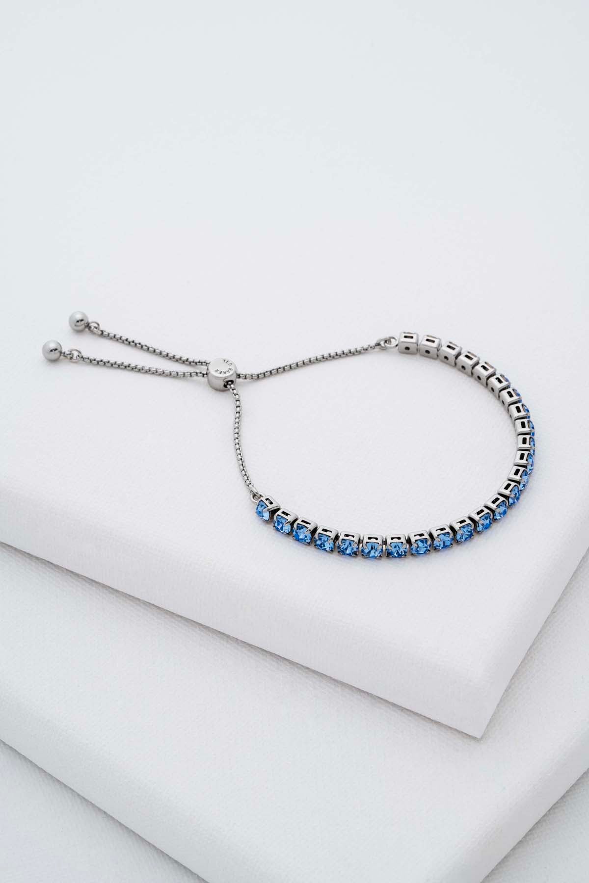 Melrah Crystal Adjustable Tennis Bracelet Lt-Blue