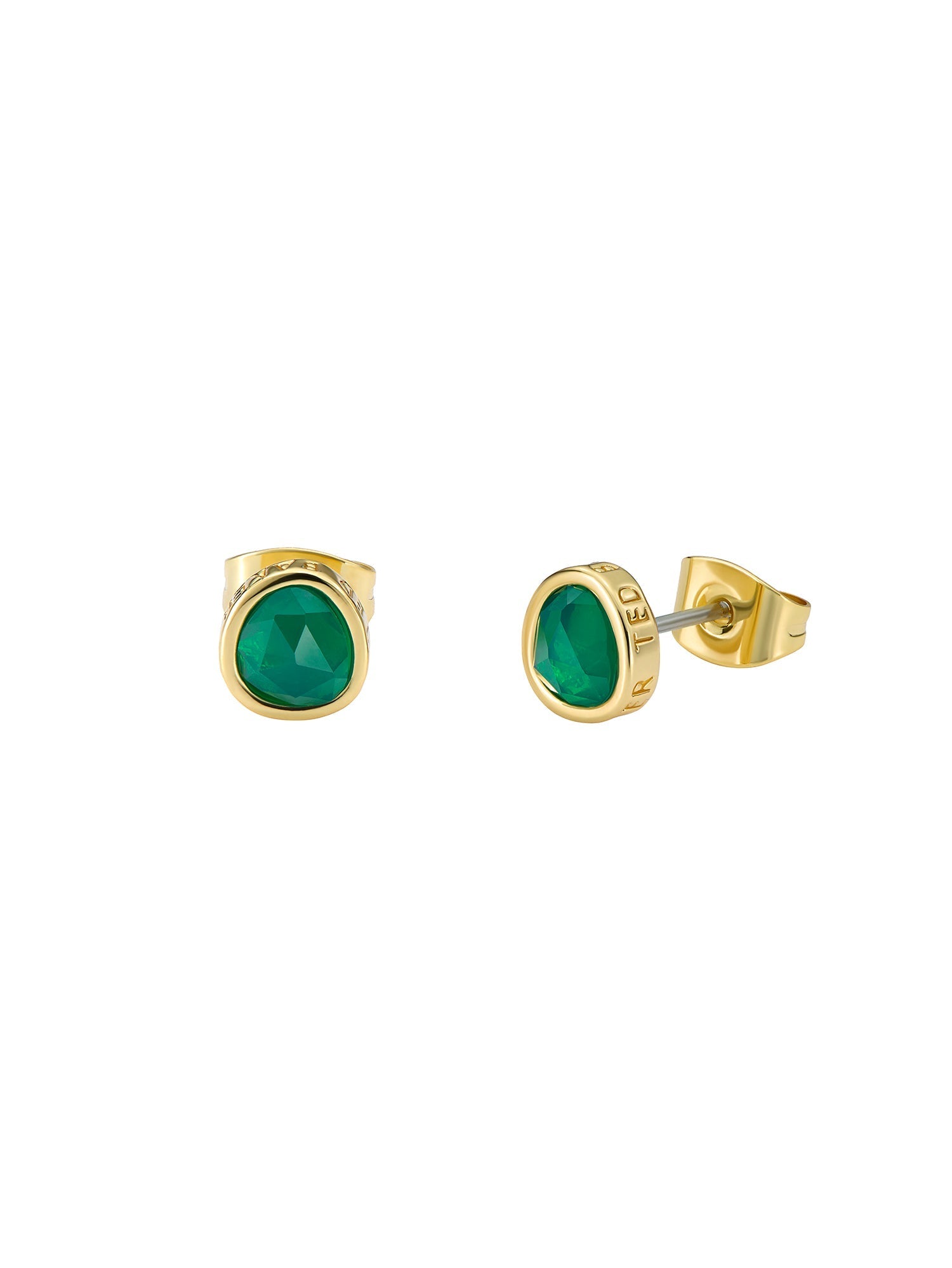 Peliea Pebble Stone Stud Earrings Green-Gold