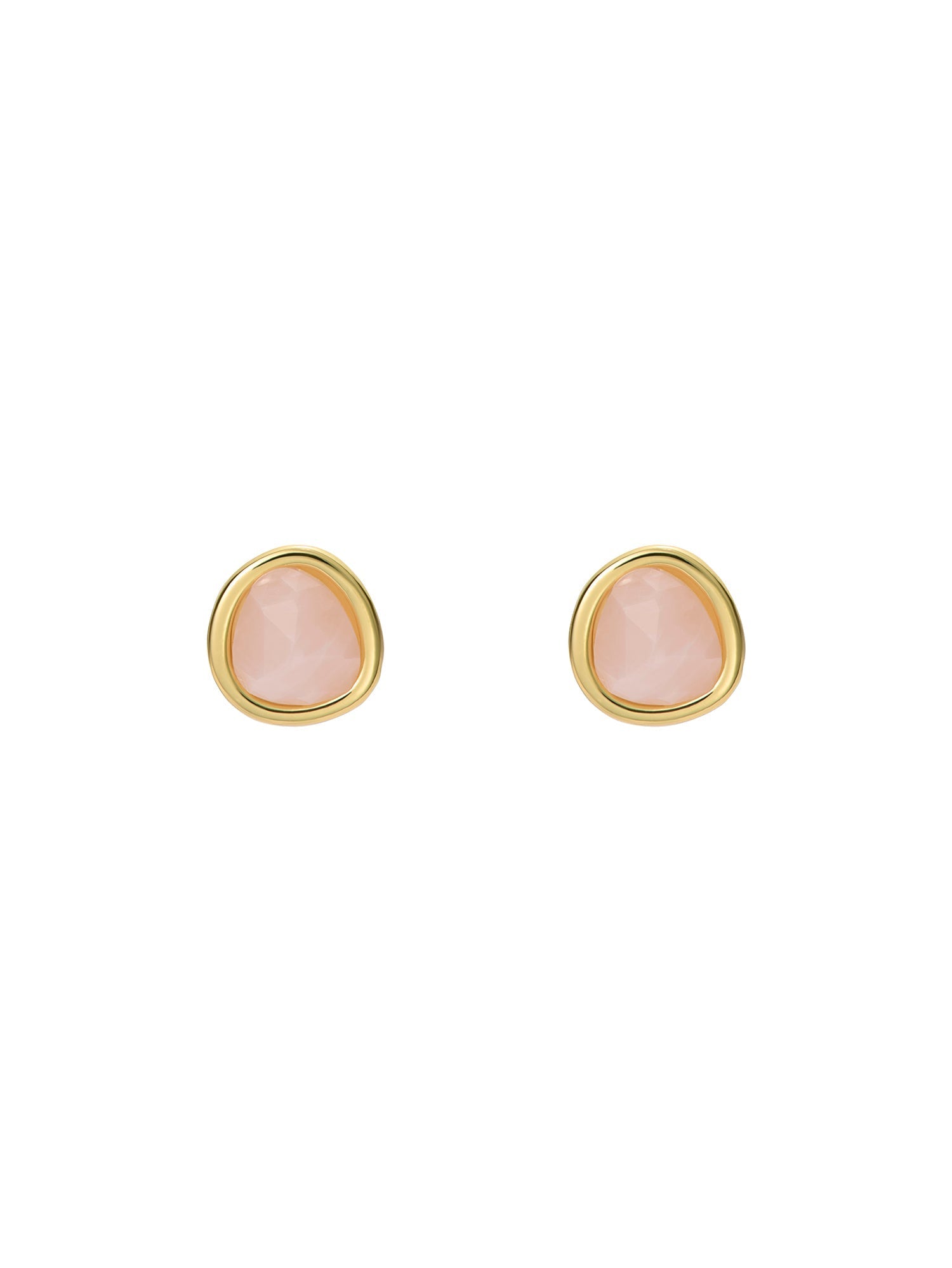 Peliea Pebble Stone Stud Earrings Lt-Pink-Gold