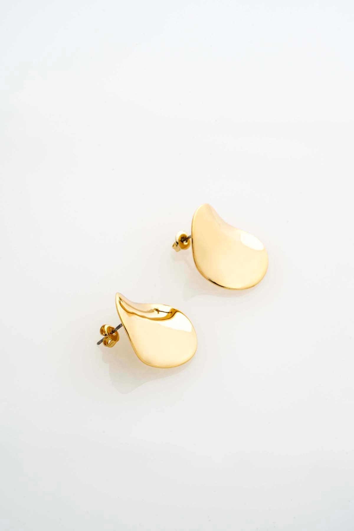 Conya Concave Large Stud Earrings Gold