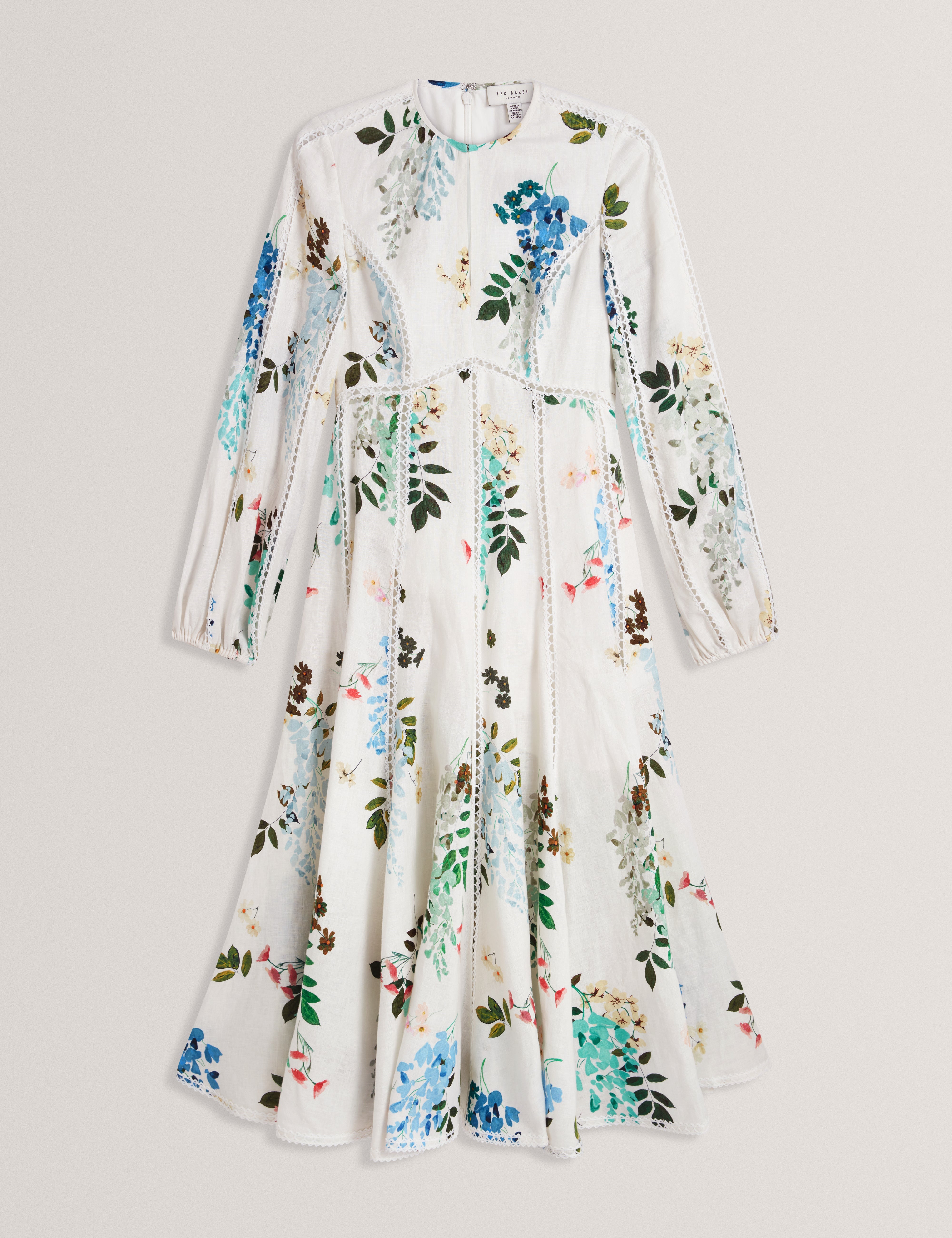 Utala Trim Detail Linen Midi Dress White