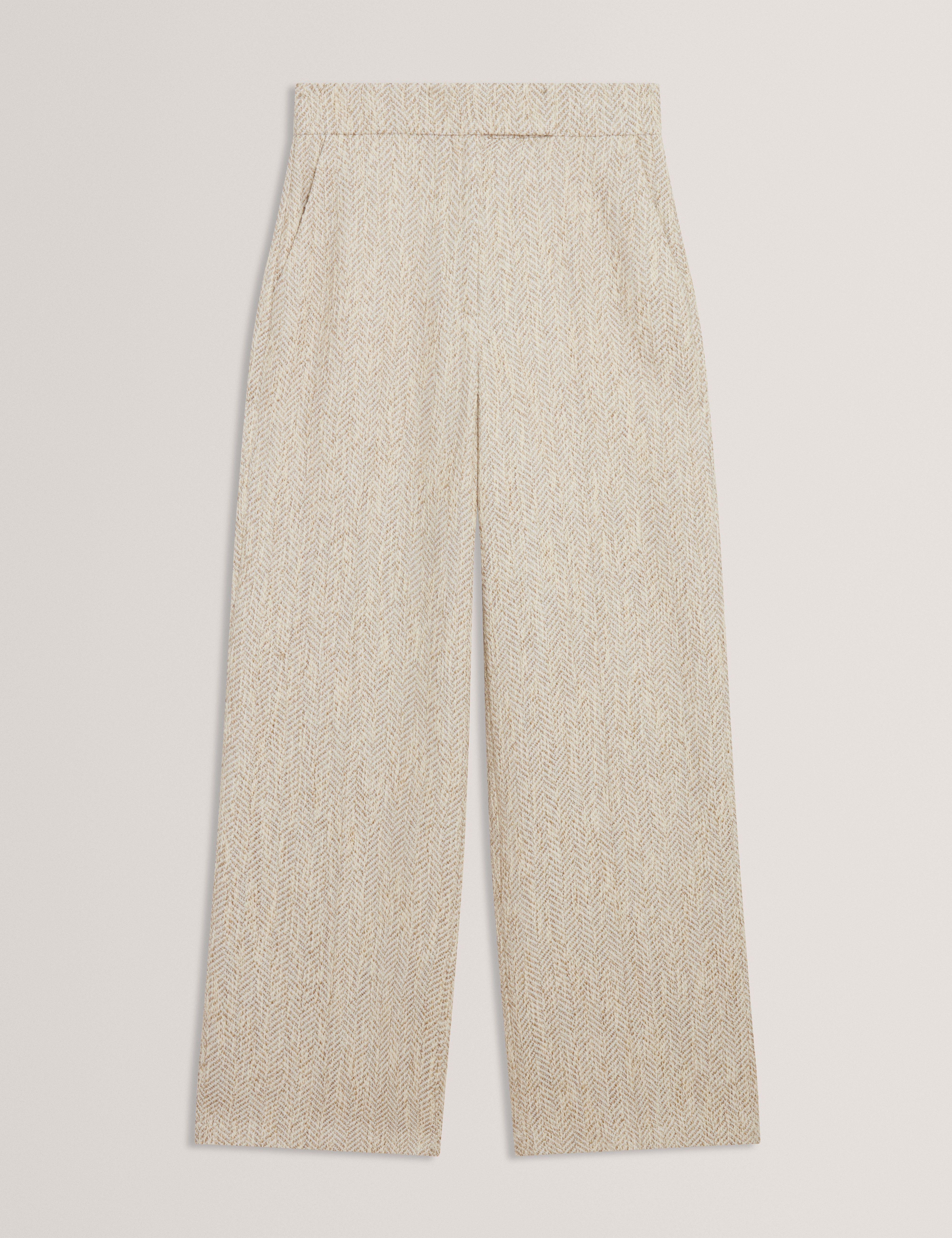 فولبات بنطلون بقصة ساق واسعة لون عاجي