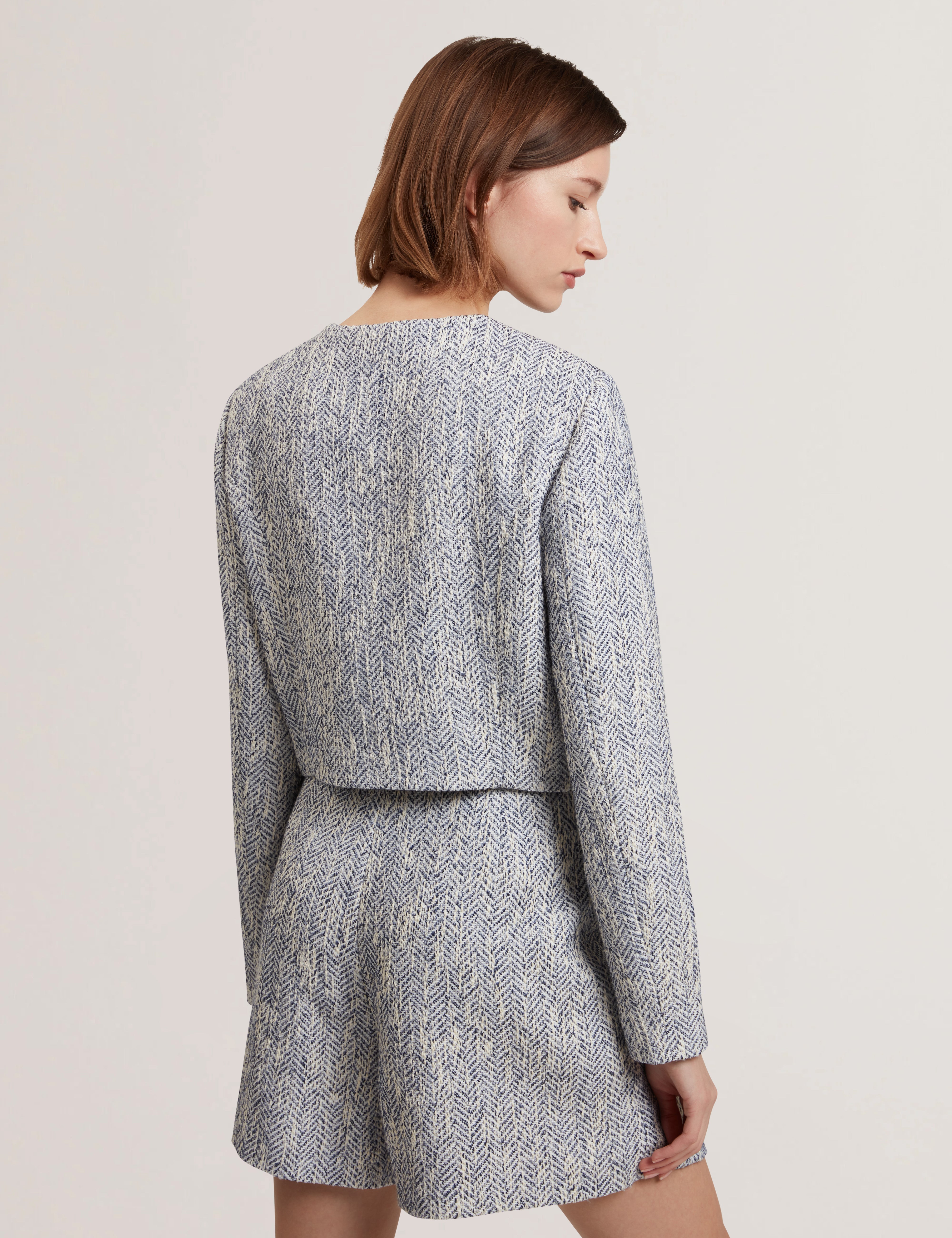 Vulpa Tailored Boucle Fitted Cropped Lt-Blue