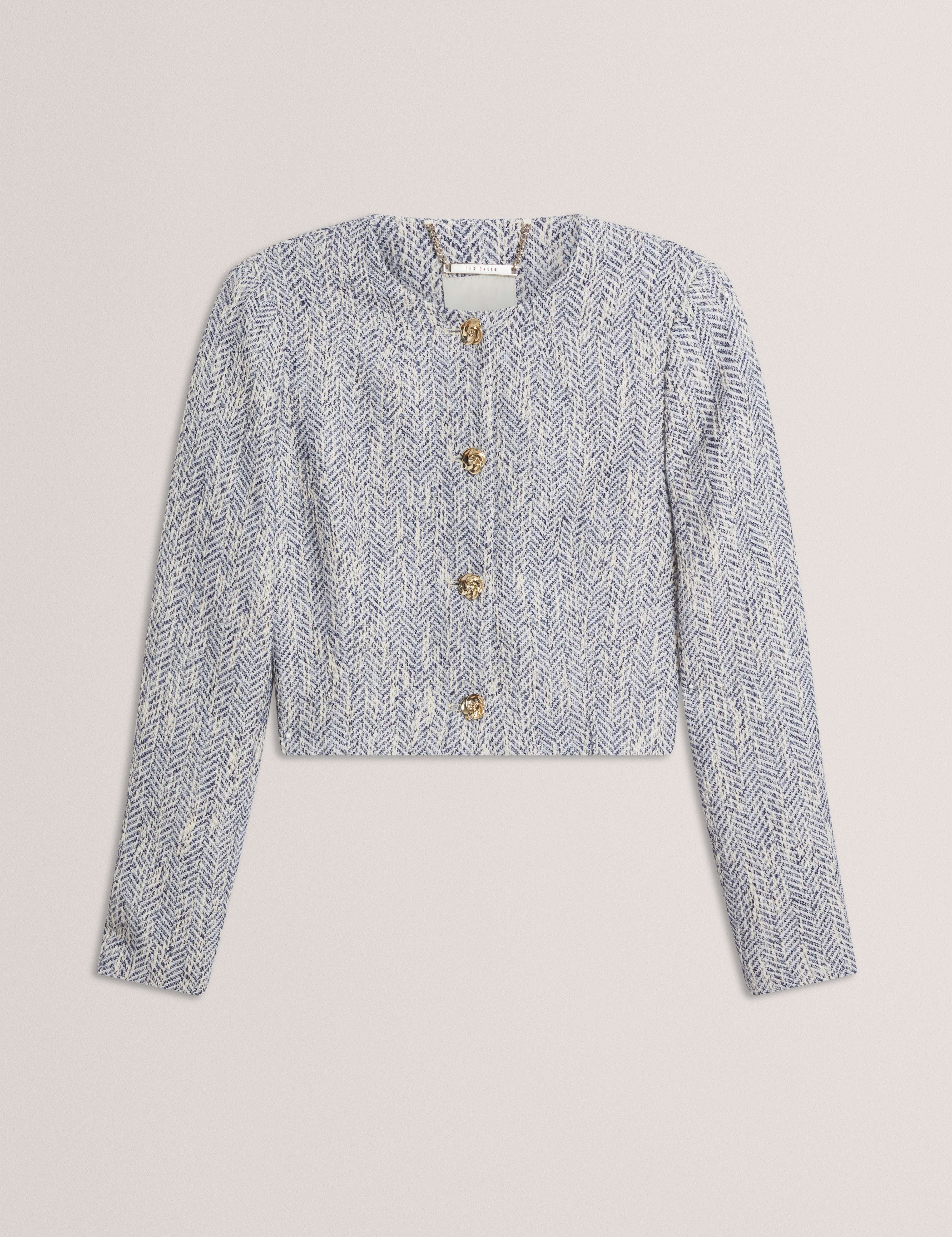 Vulpa Tailored Boucle Fitted Cropped Lt-Blue