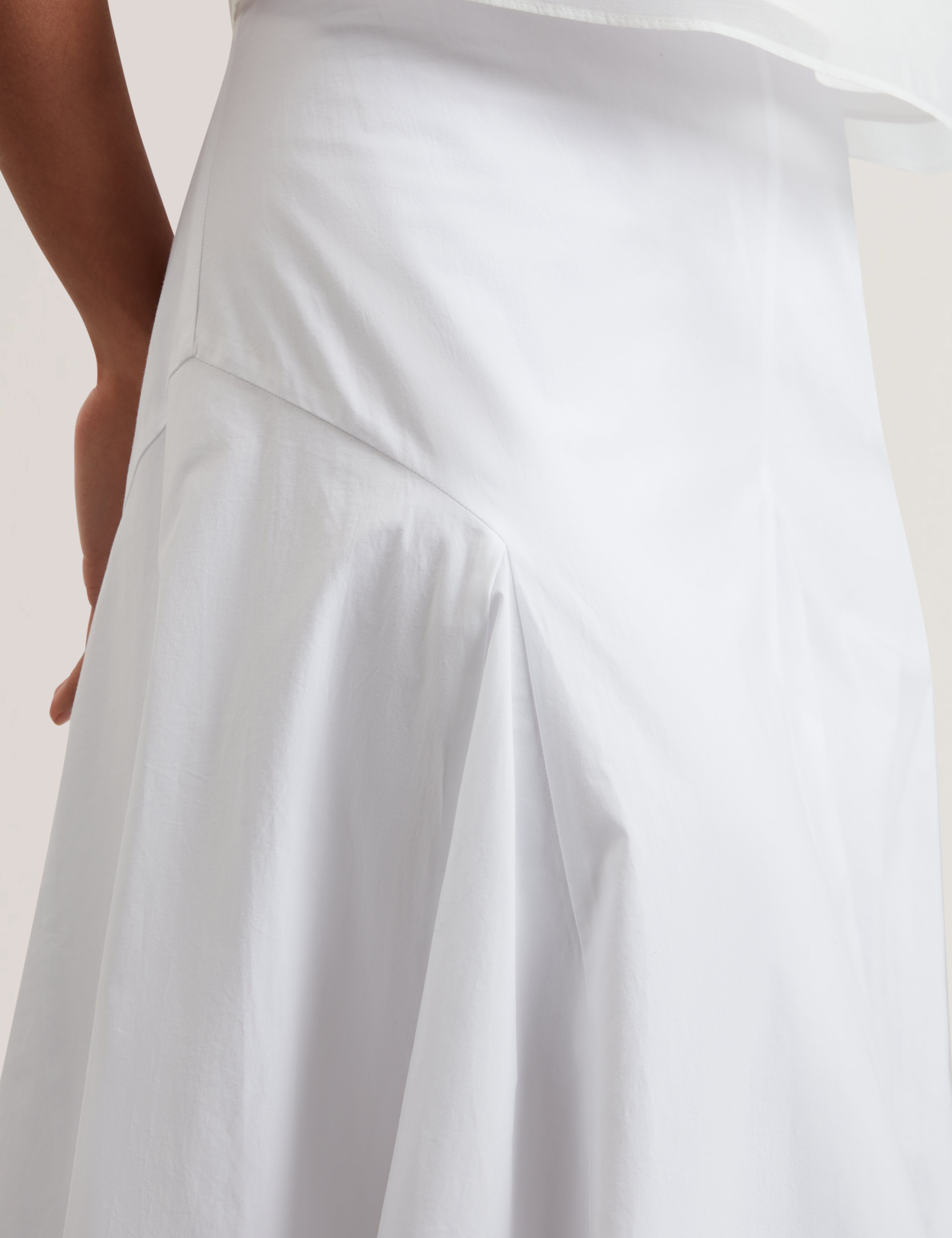 Zanzah Cotton Poplin Midi Skirt White