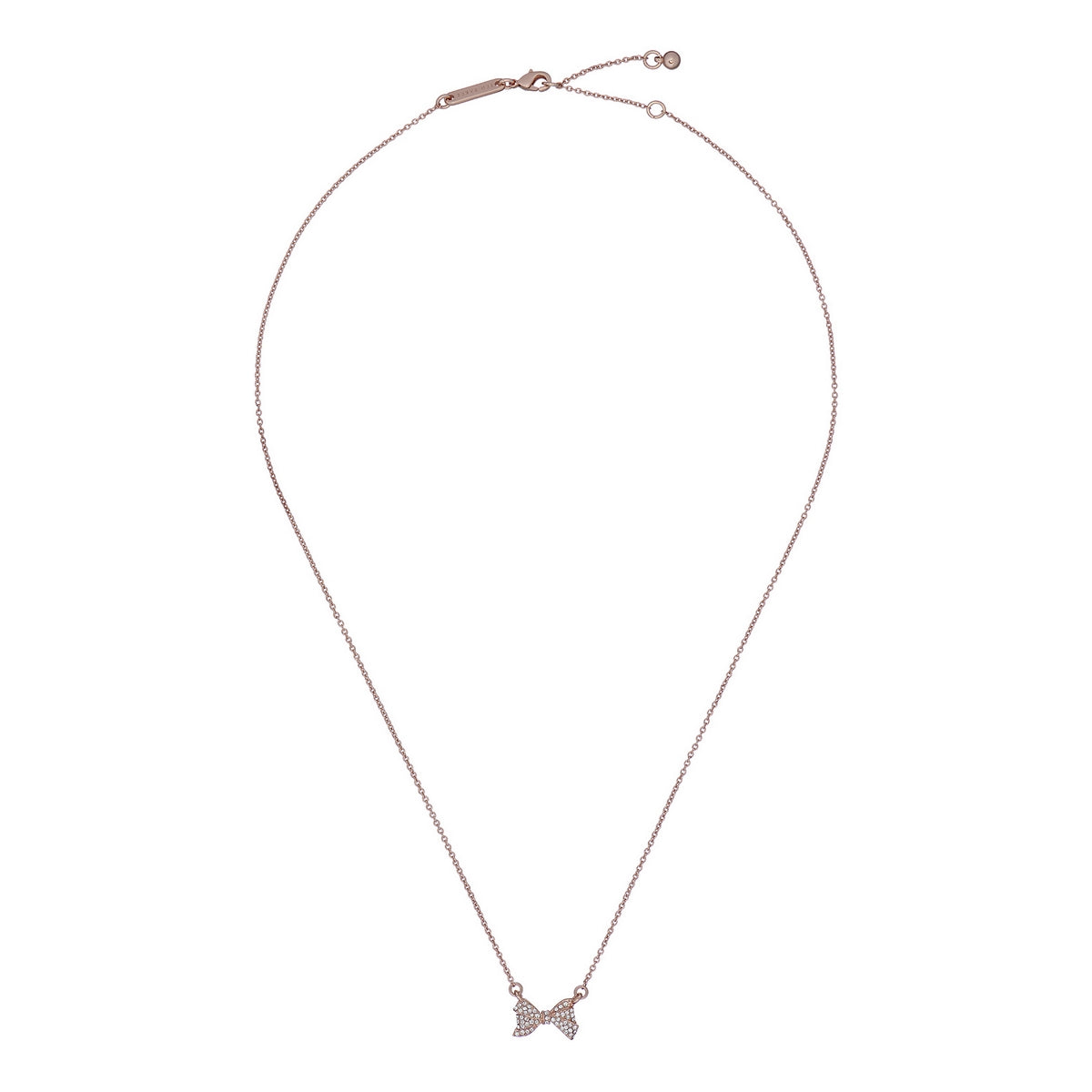 Barsie Crystal Bow Pendant Necklace Rose Gold