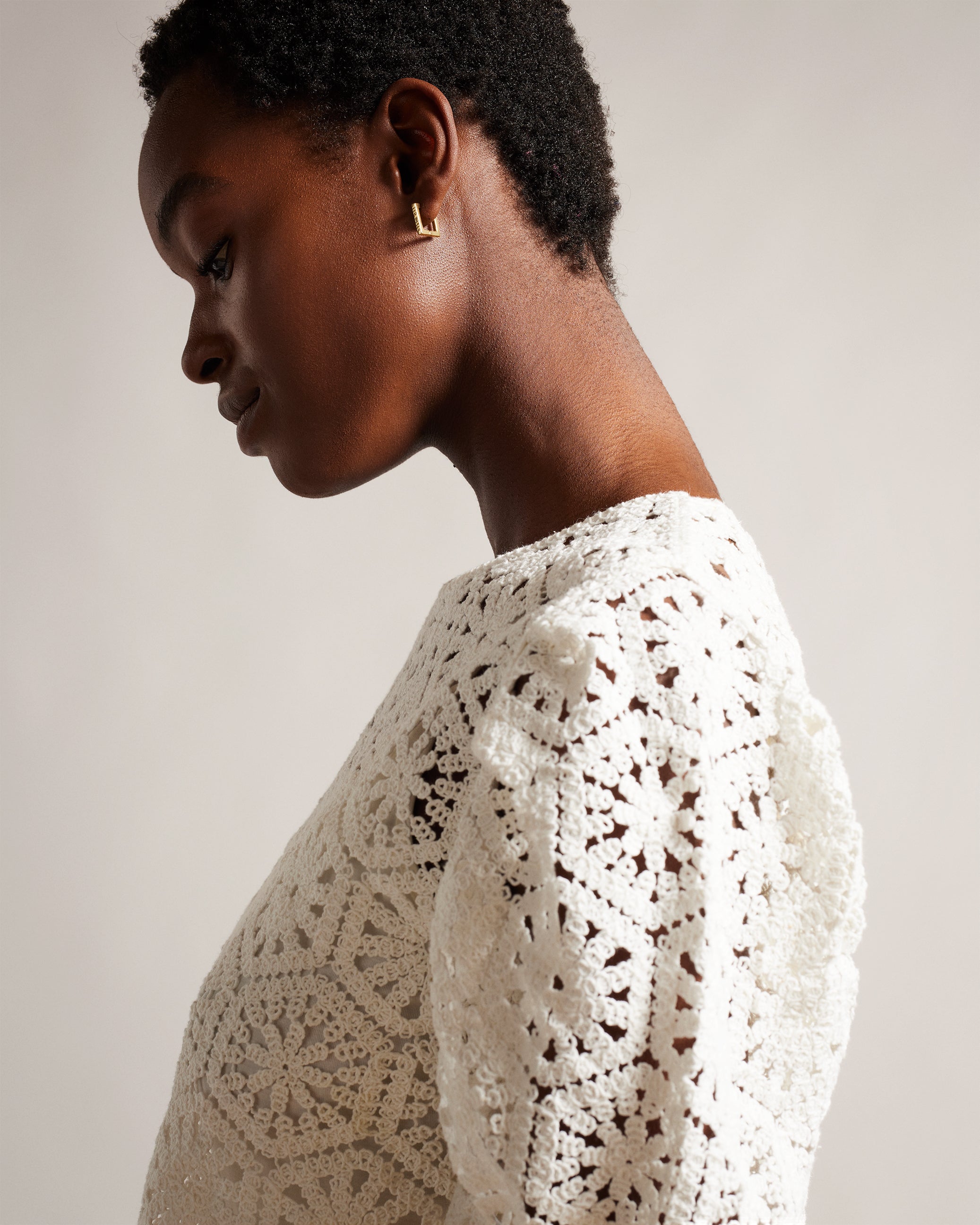 Ambya Crochet Knit Puff Sleeve Top