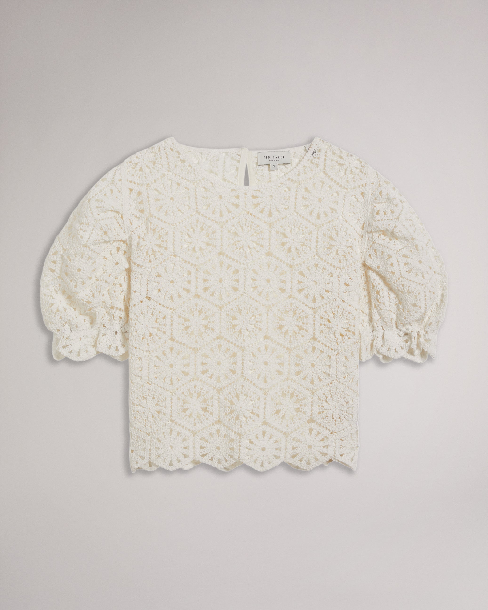 Ambya Crochet Knit Puff Sleeve Top